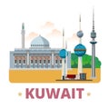 Kuwait country design template Flat cartoon style