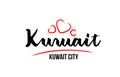 Kuwait country with red love heart and its capital Kuwait City creative typography logo design