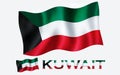 Kuwait flag illustration with fabric texture KUWAIT and text with White space Royalty Free Stock Photo