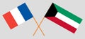 Kuwait and France. Kuwaiti and French flags. Official colors. Correct proportion. Vector