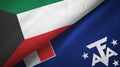 Kuwait and French Southern and Antarctic Lands two flags textile cloth