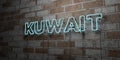 KUWAIT - Glowing Neon Sign on stonework wall - 3D rendered royalty free stock illustration