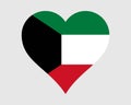 Kuwait Heart Flag. Kuwaiti Love Shape Country Nation National Flag. State of Kuwait Banner Icon Sign Symbol. EPS Vector