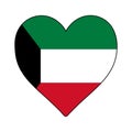 Kuwait Heart Shape Flag. Love Kuwait. Visit Kuwait. Middle East. Western Asia. Asia. Vector Illustration Graphic