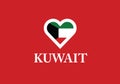 Kuwait heart shape love symbol national flag