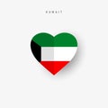 Kuwait heart shaped flag. Origami paper cut Kuwaiti national banner