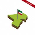 Kuwait Isometric map and flag. Vector Illustration