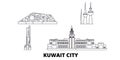 Kuwait, Kuwait City line travel skyline set. Kuwait, Kuwait City outline city vector illustration, symbol, travel sights