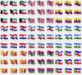 Kuwait, Liberia, Colombia, Croatia, Mari El, Bashkortostan, Bhutan, Gambia, Khakassia. Big set of 81 flags. Royalty Free Stock Photo