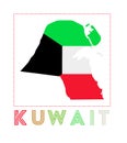 Kuwait Logo. Map of Kuwait with country name and.