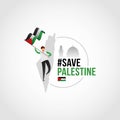 Save Palestine the boy stand with flag vector illustration