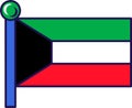 Kuwait persian country flag on flagstaff vector