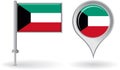 Kuwait pin icon and map pointer flag. Vector Royalty Free Stock Photo