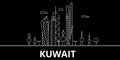 Kuwait silhouette skyline, vector city, kuwaiti linear architecture, buildings. Kuwait line travel illustration