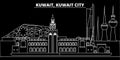 Kuwait silhouette skyline, vector city, kuwaiti linear architecture, buildings. Kuwait line travel illustration