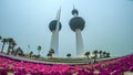 The Kuwait Towers day to night timelapse - the best known landmark of Kuwait City. Kuwait, Middle East Royalty Free Stock Photo