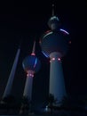 Kuwait towers night Royalty Free Stock Photo