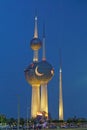 Kuwait towers night Royalty Free Stock Photo