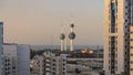 The Kuwait Towers timelapse - the best known landmark of Kuwait City. Kuwait, Middle East Royalty Free Stock Photo