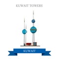 Kuwait Towers vector flat attraction landmarks Royalty Free Stock Photo