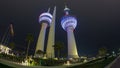 The Kuwait Towers timelapse hyperlapse - the best known landmark of Kuwait City. Kuwait, Middle East Royalty Free Stock Photo