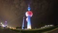 The Kuwait Towers timelapse hyperlapse - the best known landmark of Kuwait City. Kuwait, Middle East Royalty Free Stock Photo