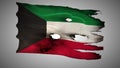 Kuwaiti perforated, burned, grunge waving flag loop alpha