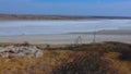 Kuyalnik estuary, Black Sea. Rose water in the estuary, salt water from Artemia and Dunaliella