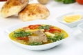 Turkish bony lamb soup with carrot