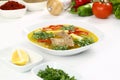 Turkish bony lamb soup with carrot