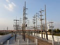 115kV and 22kV Electrical line posts Royalty Free Stock Photo