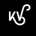 KV letter logo design on black background. KV creative initials letter logo concept. kv letter design. KV white letter design on b Royalty Free Stock Photo