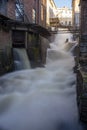 Kvarnbyn Waterfall flowing in old industrial work area Royalty Free Stock Photo