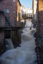 Kvarnbyn Waterfall flowing in old industrial work area Royalty Free Stock Photo