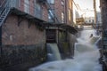Kvarnbyn Waterfall flowing in old industrial work area Royalty Free Stock Photo