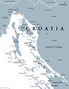 Kvarner Gulf, part of internal waters of Croatia, gray political map