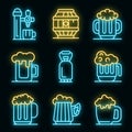 Kvass icons set vector neon