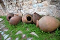 Kvevri, earthenware vessels, at the ancient Ikalto monastery
