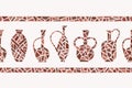 Kvevri vector border. Traditional Georgian clay vessel, Qvevri jug, jar, wine amphora.