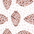 Kvevri vector seamless pattern with tiles. Traditional Georgian clay wine making vessel Qvevri.