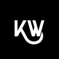 KW letter logo design on black background. KW creative initials letter logo concept. kw letter design. KW white letter design on b Royalty Free Stock Photo