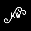 KW letter logo design on black background. KW creative initials letter logo concept. kw letter design. KW white letter design on b Royalty Free Stock Photo