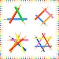 Vector colored seamless pattern. Rows of pointed pencils form a frame.