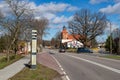 Kwakowo, pomorskie / Poland - March, 19, 2019: Old closed speed camera in built-up area. Velocity measurement in the city