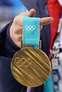 Gold medal of the XXIII Olympic Winter Games PyeongChang 2018 won by Olympic champion in Ladies' Moguls Perrine Laffont of