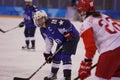 Olympic champion Team USA captain Meghan Duggan in action against Team Olympic Athlete from Russia