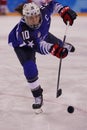 Olympic champion Team USA captain Meghan Duggan in action against Team Olympic Athlete from Russia