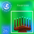 Kwanzaa. African American festival in the United States. Kinara. Calendar. Holidays Around the World. Event of each day. Green Royalty Free Stock Photo