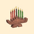 Kwanzaa background, Kinara candle holder in vector Royalty Free Stock Photo
