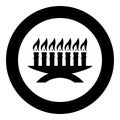 Kwanzaa candles glowing African holiday Seven candle on candlestick American ethnic cultural holiday icon in circle round black